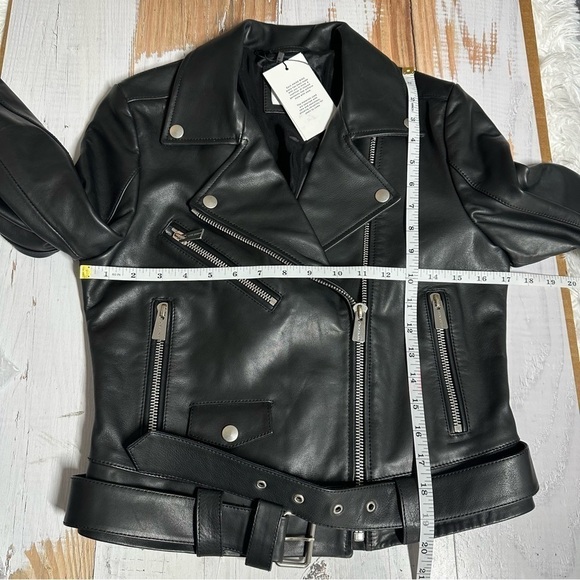 Anine Bing Lamb Leather Black Moto Biker Jacket Size XS - Picture 12 of 16